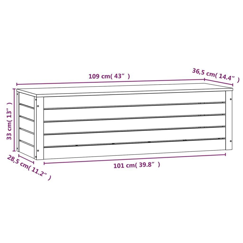 vidaXL uzglabāšanas kaste, melna, 109x36,5x33 cm, priedes masīvkoks cena un informācija | Veļas grozi un mantu uzglabāšanas kastes | 220.lv