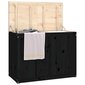 vidaXL veļas kaste, melna, 88,5x44x66 cm, priedes masīvkoks cena un informācija | Vannas istabas aksesuāri | 220.lv
