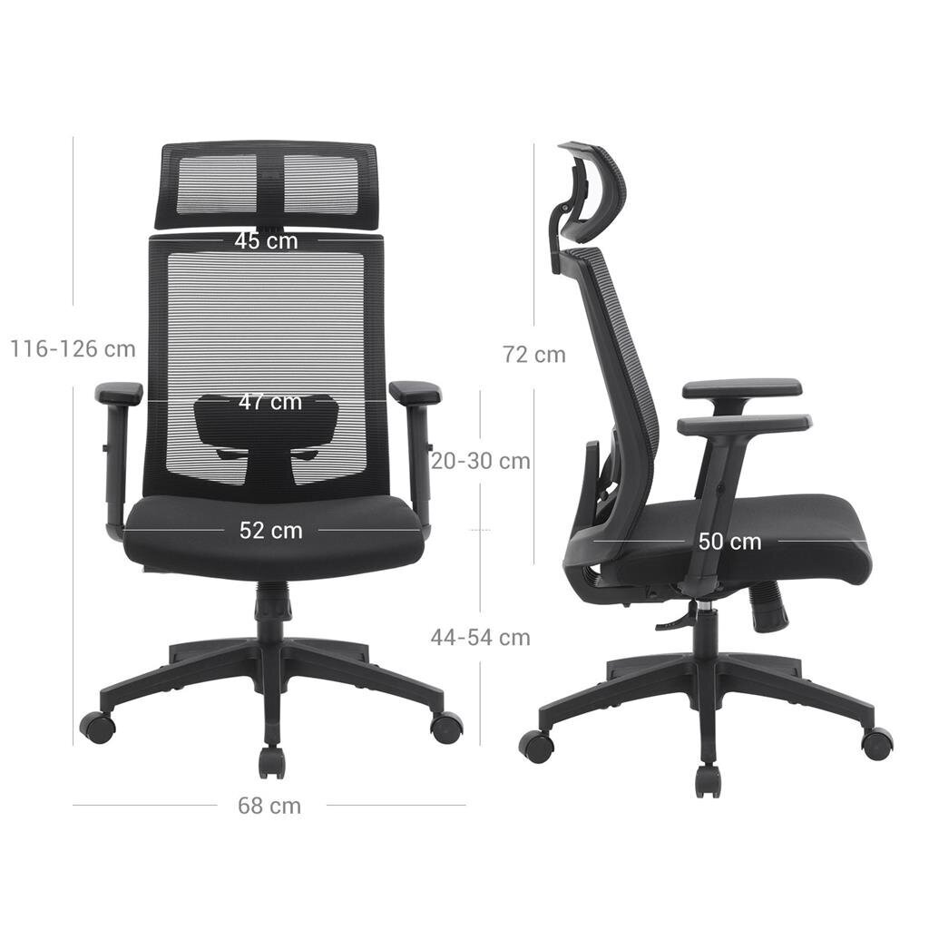 Biroja krēsls OBN55BK, melns cena un informācija | Biroja krēsli | 220.lv