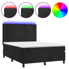Atsperu gulta ar matraci un LED gaismām vidaXL, 140x190 cm, melns цена и информация | Кровати | 220.lv