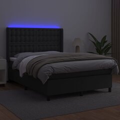 Atsperu gulta ar matraci un LED gaismām vidaXL, 140x190 cm, melns цена и информация | Кровати | 220.lv