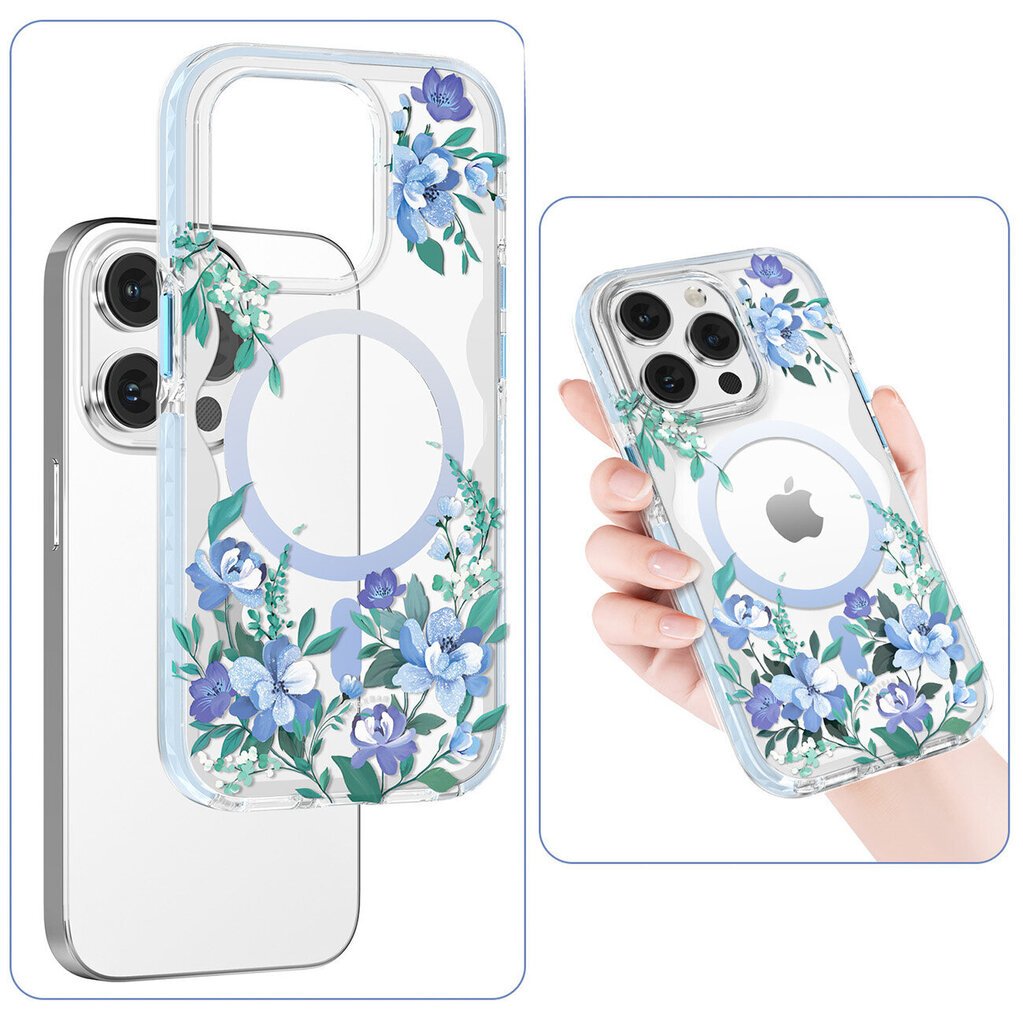 Kingxbar Flora Series piemērots iPhone 14 Plus MagSafe, zils cena un informācija | Telefonu vāciņi, maciņi | 220.lv