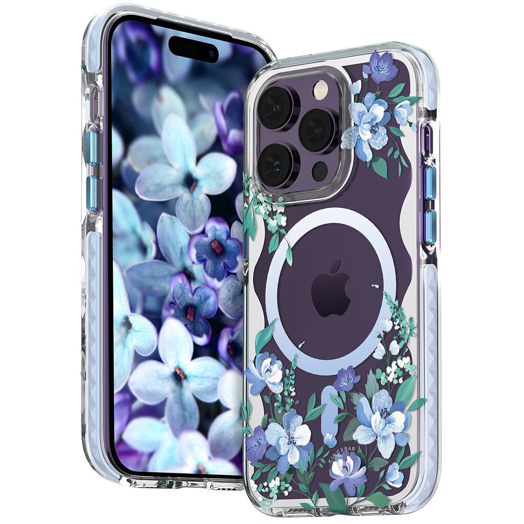 Kingxbar Flora Series piemērots iPhone 14 Pro MagSafe, zils cena un informācija | Telefonu vāciņi, maciņi | 220.lv