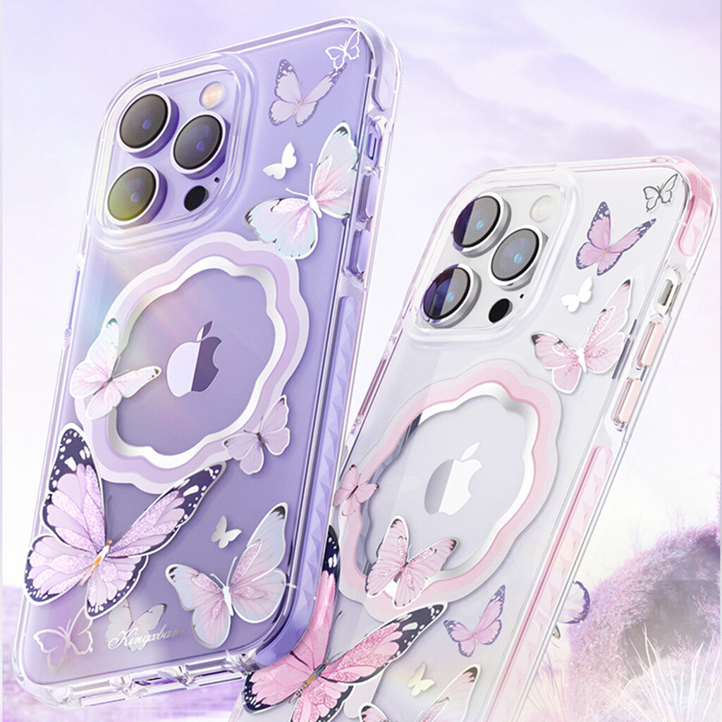 Kingxbar Butterfly Series piemērots iPhone 14 Pro MagSafe, rozā cena un informācija | Telefonu vāciņi, maciņi | 220.lv