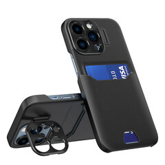 Leather Stand piemērots iPhone 14 Pro, melns цена и информация | Чехлы для телефонов | 220.lv
