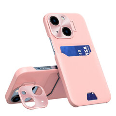 Leather Stand piemērots iPhone 14 Plus, rozā cena un informācija | Telefonu vāciņi, maciņi | 220.lv