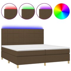 Atsperu gulta ar matraci un LED gaismām vidaXL, 200x200 cm, tumši brūns cena un informācija | Gultas | 220.lv