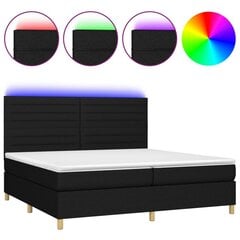 Atsperu gulta ar matraci un LED gaismām vidaXL, 200x200 cm, melns cena un informācija | Gultas | 220.lv