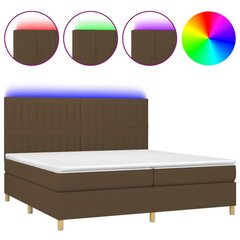 Atsperu gulta ar matraci un LED gaismām vidaXL, 200x200 cm, tumši brūns cena un informācija | Gultas | 220.lv