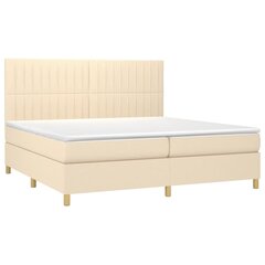 Atsperu gulta ar matraci un LED gaismām vidaXL, 200x200 cm, krēmkrāsas цена и информация | Кровати | 220.lv