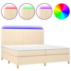 Atsperu gulta ar matraci un LED gaismām vidaXL, 200x200 cm, krēmkrāsas cena un informācija | Gultas | 220.lv