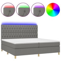 Atsperu gulta ar matraci un LED gaismām vidaXL, 200x200 cm, tumši pelēks cena un informācija | Gultas | 220.lv