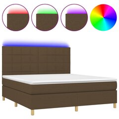 Atsperu gulta ar matraci un LED gaismām vidaXL, 180x200 cm, tumši brūns cena un informācija | Gultas | 220.lv