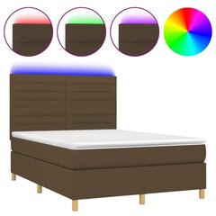 Atsperu gulta ar matraci un LED gaismām vidaXL, 140x200 cm, tumši brūns цена и информация | Кровати | 220.lv