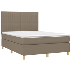 Atsperu gulta ar matraci un LED gaismām vidaXL, 140x200 cm, pelēkbrūns cena un informācija | Gultas | 220.lv