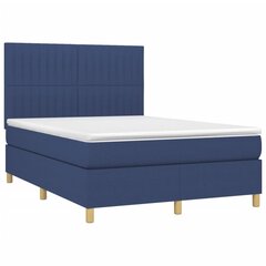 Atsperu gulta ar matraci un LED gaismām vidaXL, 140x200 cm, zils cena un informācija | Gultas | 220.lv