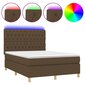 Atsperu gulta ar matraci un LED gaismām vidaXL, 140x200 cm, tumši brūns цена и информация | Gultas | 220.lv