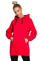 M696 Džemperis ar kapuci ar dekoratīvām svītrām - sarkans cena un informācija | Jakas sievietēm | 220.lv