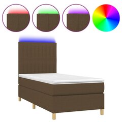 Atsperu gulta ar matraci un LED gaismām vidaXL, 80x200 cm, tumši brūns cena un informācija | Gultas | 220.lv