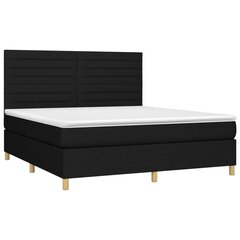 Atsperu gulta ar matraci un LED gaismām vidaXL, 160x200 cm, melns cena un informācija | Gultas | 220.lv