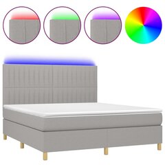 Atsperu gulta ar matraci un LED gaismām vidaXL, 160x200 cm, gaiši pelēks cena un informācija | Gultas | 220.lv