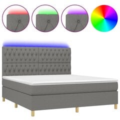 Atsperu gulta ar matraci un LED gaismām vidaXL, 160x200 cm, tumši pelēks цена и информация | Кровати | 220.lv
