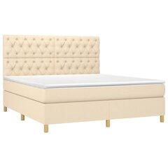 Atsperu gulta ar matraci un LED gaismām vidaXL, 160x200 cm, krēmkrāsas cena un informācija | Gultas | 220.lv