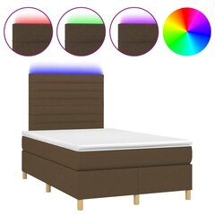 Atsperu gulta ar matraci un LED gaismām vidaXL, 120x200 cm, tumši brūns cena un informācija | Gultas | 220.lv