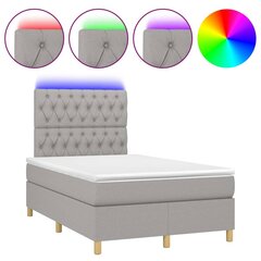 Atsperu gulta ar matraci un LED gaismām vidaXL, 120x200 cm, gaiši pelēks cena un informācija | Gultas | 220.lv
