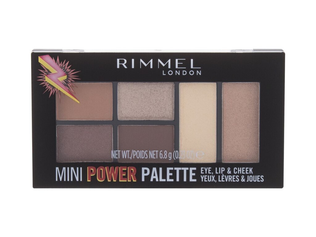 Rimmel London Mini Power Palette kosmētikas palete 6,8 g, 001 Fearless cena un informācija | Acu ēnas, skropstu tušas, zīmuļi, serumi | 220.lv