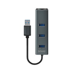 USB Centrmezgls Savio 3-port USB-A 3.1 Gen 1 Hub with RJ-45 Gigabit Ethernet цена и информация | Адаптеры и USB разветвители | 220.lv