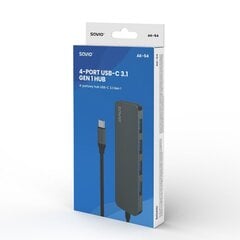 USB Centrmezgls Savio AK-53 4-Port USB-C 3.1 Gen 1 cena un informācija | Adapteri un USB centrmezgli | 220.lv