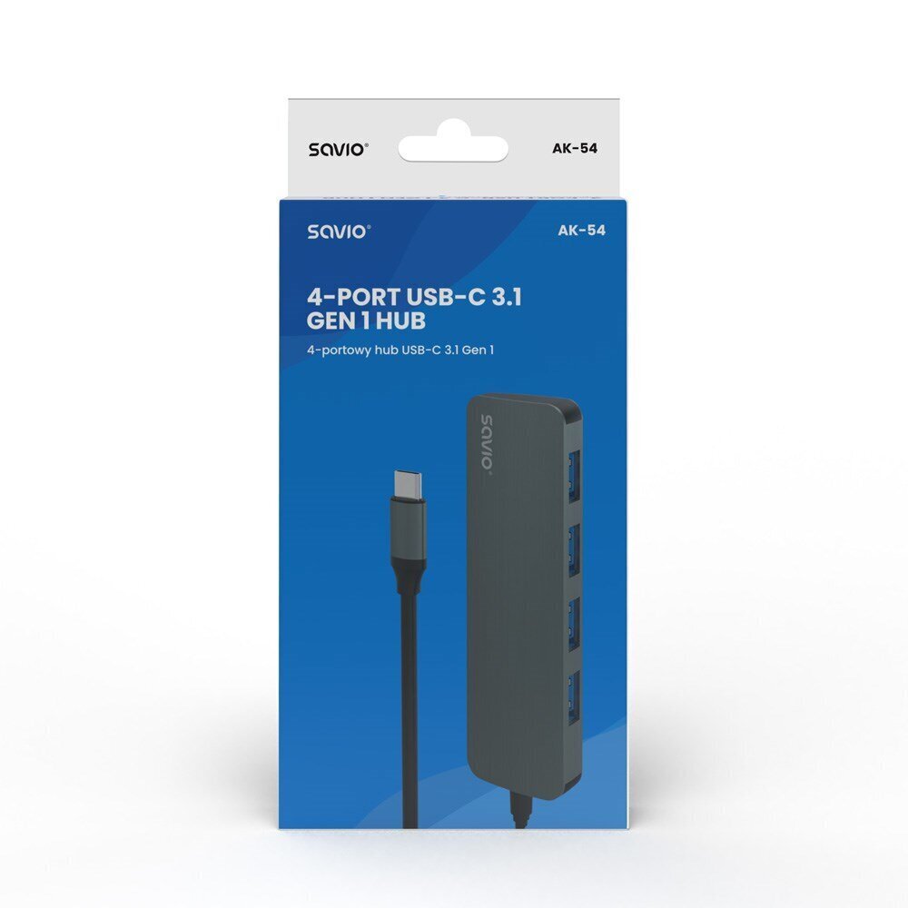 USB Centrmezgls Savio AK-53 4-Port USB-C 3.1 Gen 1 cena un informācija | Adapteri un USB centrmezgli | 220.lv