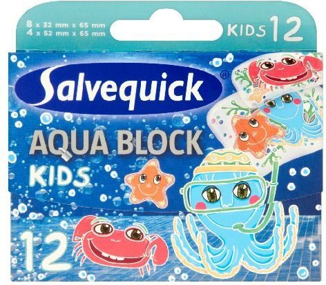 Plāksteri bērniem Salvequick Plastry Aqua Block Kids, 12 gab. цена и информация | Pirmā palīdzība | 220.lv