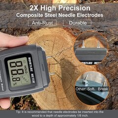 Измеритель влажности дров, картона и древесины цена и информация | Измерители влажности, температуры, pH, ORP | 220.lv