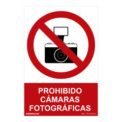 Zīme Normaluz Prohibido cámaras fotográficas PVC (30 x 40 cm) cena un informācija | Informatīvās zīmes | 220.lv