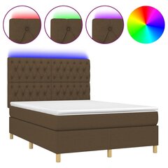 Atsperu gulta ar matraci un LED gaismām vidaXL, 140x190 cm, tumši brūns цена и информация | Кровати | 220.lv