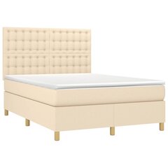 Atsperu gulta ar matraci un LED gaismām vidaXL, 140x190 cm, krēmkrāsas cena un informācija | Gultas | 220.lv
