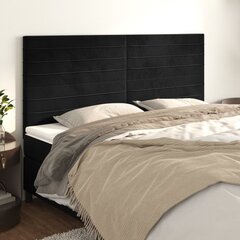 vidaXL gultas galvgaļi, 4 gab., 90x5x78/88 cm, melns samts cena un informācija | Gultas | 220.lv