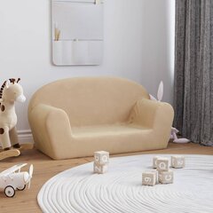 Divvietīgs bērnu dīvāns, krēmkrāsas, mīksts, plīša цена и информация | Детские диваны, кресла | 220.lv