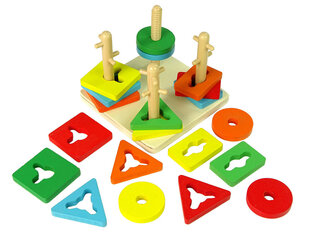 Koka klucīšu spēle bērniem Lean Toys cena un informācija | Attīstošās rotaļlietas | 220.lv