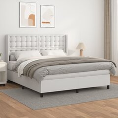 vidaXL atsperu gulta ar matraci, balta, 160x200 cm, mākslīgā āda цена и информация | Кровати | 220.lv