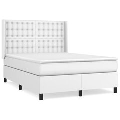 vidaXL atsperu gulta ar matraci, balta, 140x190 cm, mākslīgā āda цена и информация | Кровати | 220.lv