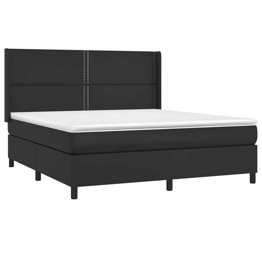 vidaXL atsperu gulta ar matraci, melna, 180x200 cm, mākslīgā āda цена и информация | Gultas | 220.lv