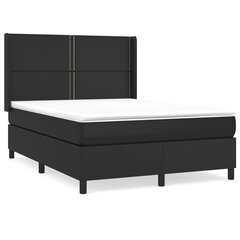 vidaXL atsperu gulta ar matraci, melna, 140x190 cm, mākslīgā āda цена и информация | Кровати | 220.lv
