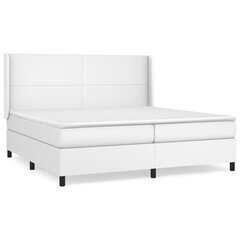 vidaXL atsperu gulta ar matraci, balta, 200x200 cm, mākslīgā āda cena un informācija | Gultas | 220.lv