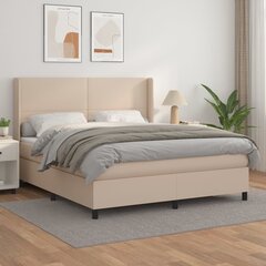 vidaXL atsperu gulta ar matraci, kapučīno, 160x200 cm, mākslīgā āda cena un informācija | Gultas | 220.lv