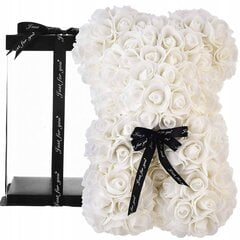 Puķu lācis ar baltām rozēm 25cm rožu ziedlapiņām цена и информация | Искусственные цветы | 220.lv