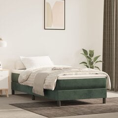 vidaXL atsperu gultas rāmis, tumši zaļš samts, 80x200 cm cena un informācija | Gultas | 220.lv