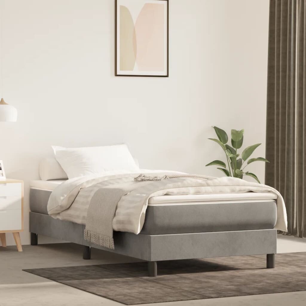 vidaXL atsperu gulta ar matraci, gaiši pelēks samts, 80x200 cm цена и информация | Gultas | 220.lv